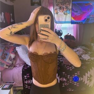 Brown Lace Corset Top